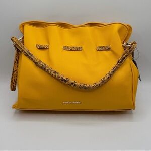 Badgley Mischka Yellow Tote With Snake Skin Print Detail MSRP $149